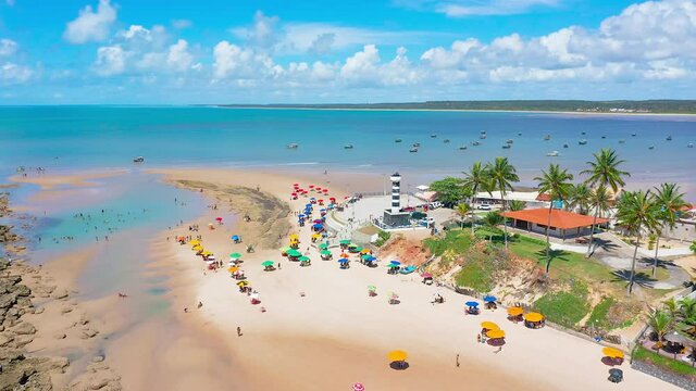 Drone flight over Coruripe beach in Alagoas, Brazil.