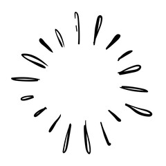 Doodle starburst. Hand drawn sun burst. Vector sketch illustration. Isolated on white background.