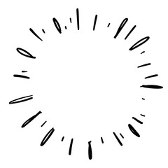 Doodle starburst. Hand drawn sun burst. Vector sketch illustration. Isolated on white background.