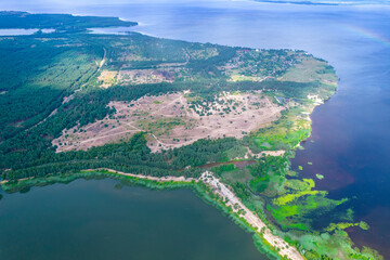 Aerial view of the coast of the Kiev sea