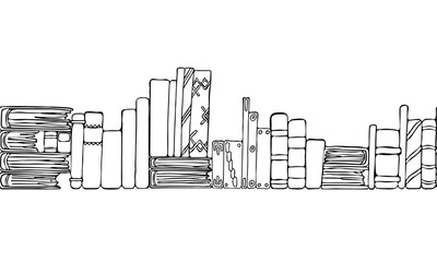 Shelf with books. Seamless pattern. Vector