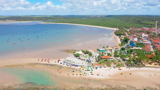 Drone flight over Coruripe beach in Alagoas, Brazil.