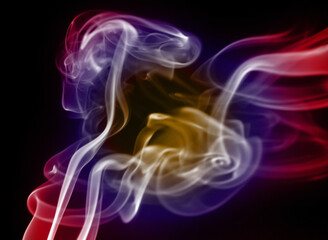 Obraz premium photo of smoke on a black background, post-processing in a graphic program, blur, color gradient filter.