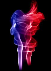 Obraz premium photo of smoke on a black background, post-processing in a graphic program, blur, color gradient filter.