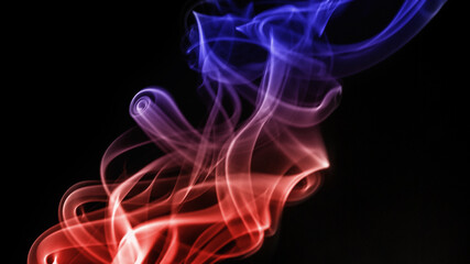 photo of smoke on a black background, post-processing in a graphic program, blur, color gradient filter.