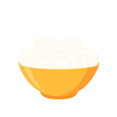 Tofu vector. Tofu in the bowl. wallpaper. free space for text.