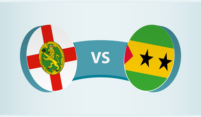 Alderney versus Sao Tome and Principe, team sports competition concept.