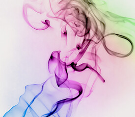 photo of smoke on a black background, post-processing in a graphic program, blur, color gradient filter.  Negative.