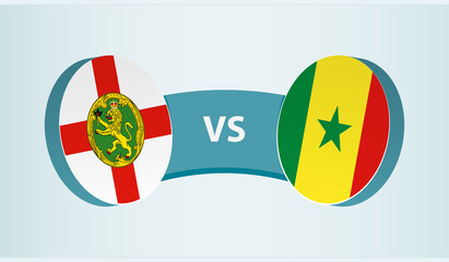 Alderney versus Senegal, team sports competition concept.