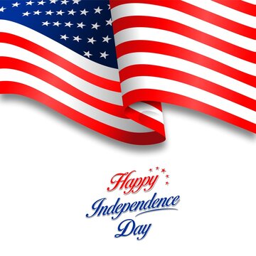Independence day 4 th july. Greeting patriotic card with a flag of America. Happy independence day of USA , Fourth of July . Vector illustration.