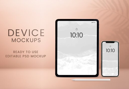 Digital Device Mockup on Aesthetic Background