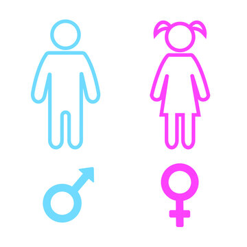 Male and female user avatar. Man and woman symbol. Boy and Girl toilet icon set. Gender vector icons