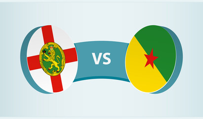 Alderney versus French Guiana, team sports competition concept.