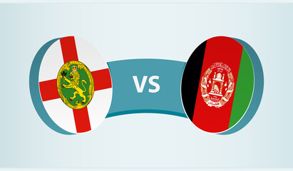 Alderney versus Afghanistan, team sports competition concept.