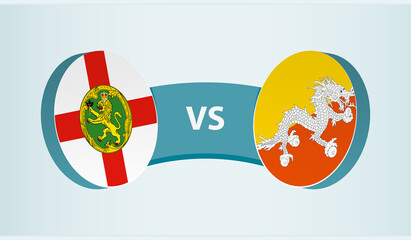Alderney versus Bhutan, team sports competition concept.
