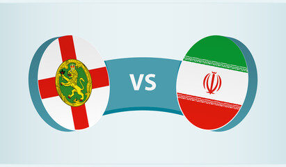 Alderney versus Iran, team sports competition concept.