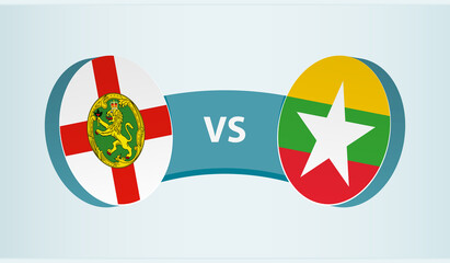 Alderney versus Myanmar, team sports competition concept.