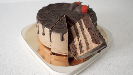 Prague cake on a plate