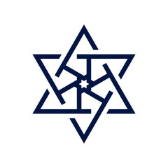 Initial letter G logo template with modern geometric hexagram line art illustration in flat design monogram symbol