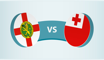 Alderney versus Tonga, team sports competition concept.