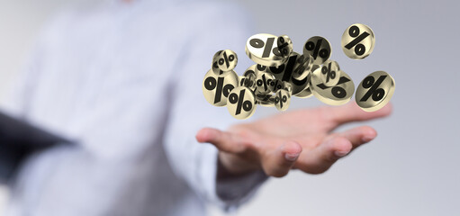 sale digital percent in hand.