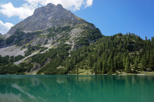 Seebensee lake with mountain in a background (Austria).