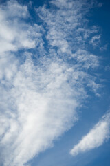 View of cirrus clouds on blue sky background