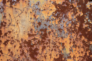 Grunge rusted metal texture, rust and oxidized metal, yellow and orange painted steel