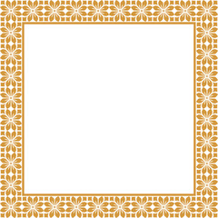Decorative frame Elegant vector element for design in Eastern style, place for text. Floral golden and white border. Lace illustration for invitations and greeting cards.