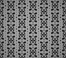 Fototapeta premium Flower geometric pattern. Seamless vector background. Black and gray ornament. Ornament for fabric, wallpaper, packaging. Decorative print