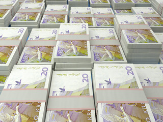 Swedish money. Swedish krona banknotes. 20 SEK kronor bills.