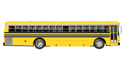 Fototapeta na wymiar Retro School Bus-Lateral view white background 3D Rendering Ilustracion 3D
