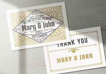 Vintage Business Card Layout with Ornaments 