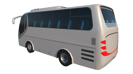 Bus 1- Perspective Back view white background  3D Rendering Ilustracion 3D