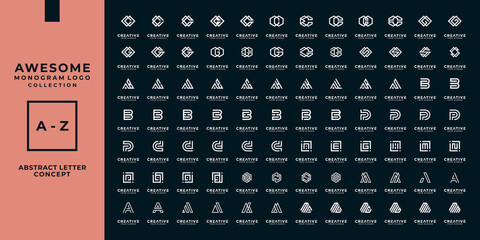 Set of abstract initial a-z.monogram logo design, icons for business of luxury,elegant and random.