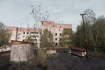 Roof in abandoned ghost town Pripyat