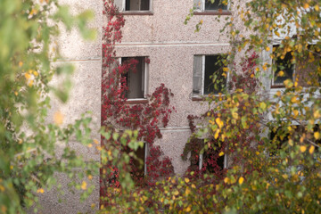 Fototapeta na wymiar Empty house in ghost town Pripyat