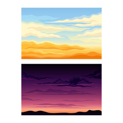 Sky Scene with Clouds Drifting Across It and Staying Still Vector Set © Happypictures