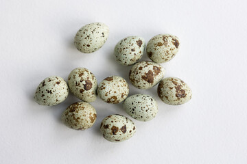 quail eggs on white