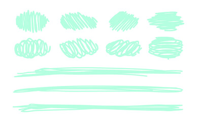 Set of hand drawn scribble isolated on white background.Simple textures for your design.Vector illustration.