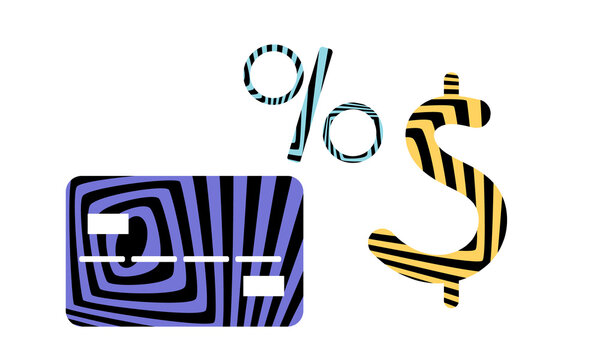 Business Icons In Op Art Style Dollar And Percent Icon