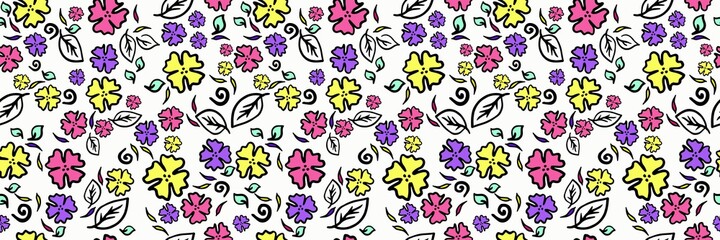  Floral pattern. Floral seamless background. Blooming botanical motifs scattered random.