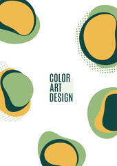 Abstract dynamic composition of overlapping rounded shapes and dots. Modern style geometric background, minimalistic design element. Vector