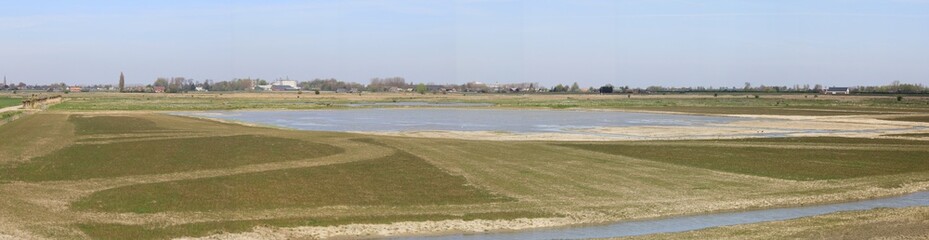a big new wet grassland in the dutch countryside with a pool for wading birds