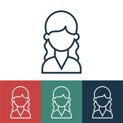 Line icon girl with long hair