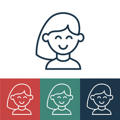 Line icon girl with smile