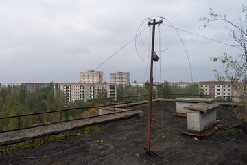 Roof in abandoned ghost town Pripyat