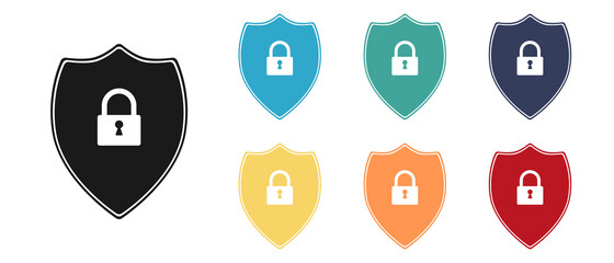 Set of line icon screen protection or virus protection for applications and websites. Illustration isolated on white background.