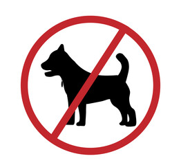 Sign stop dogs, no pets zone, flat vector illustration