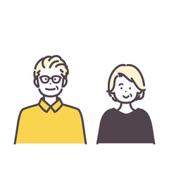 シニア男女のシンプルなイラスト
